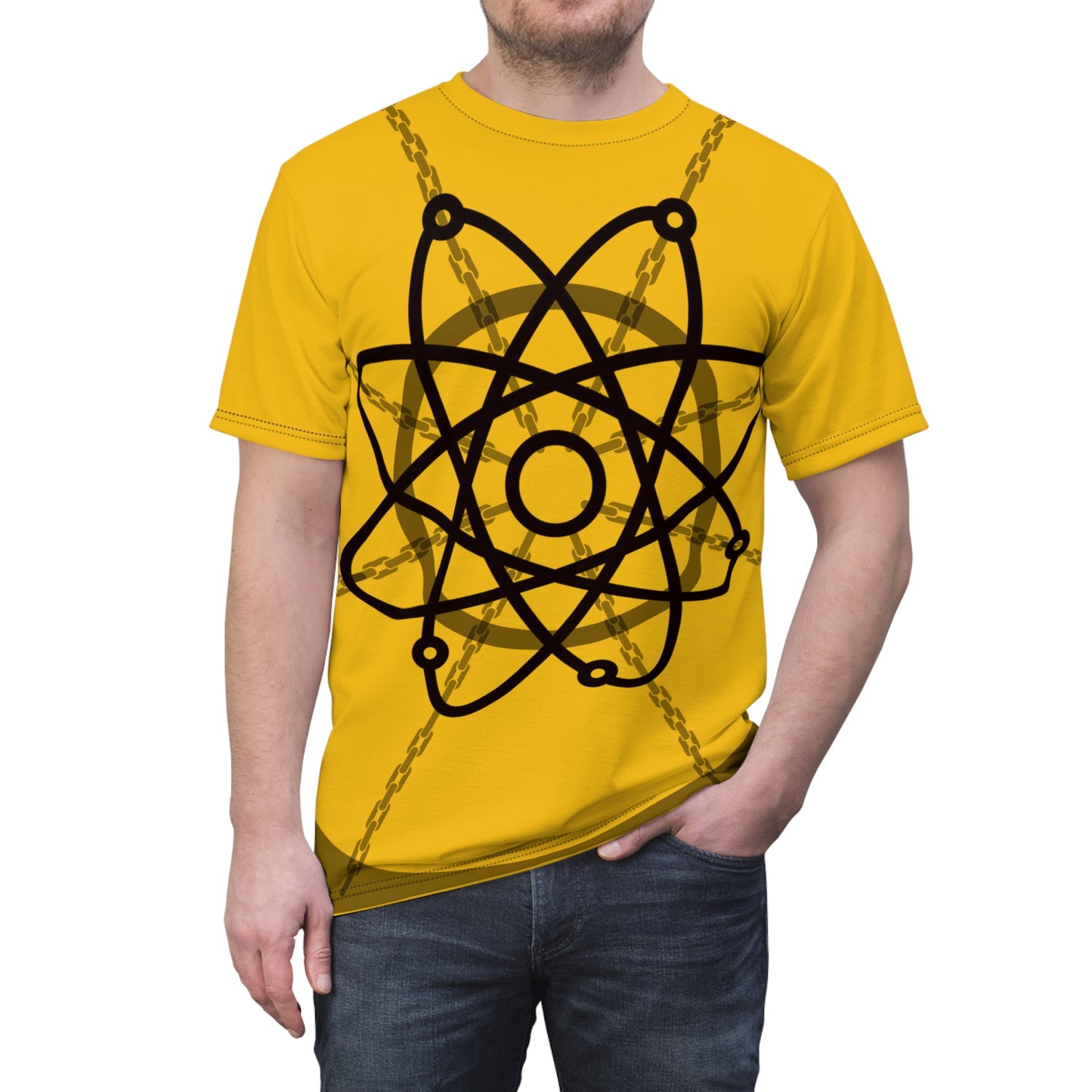 Atom Basket Yellow Unisex Cut & Sew Tee (AOP)