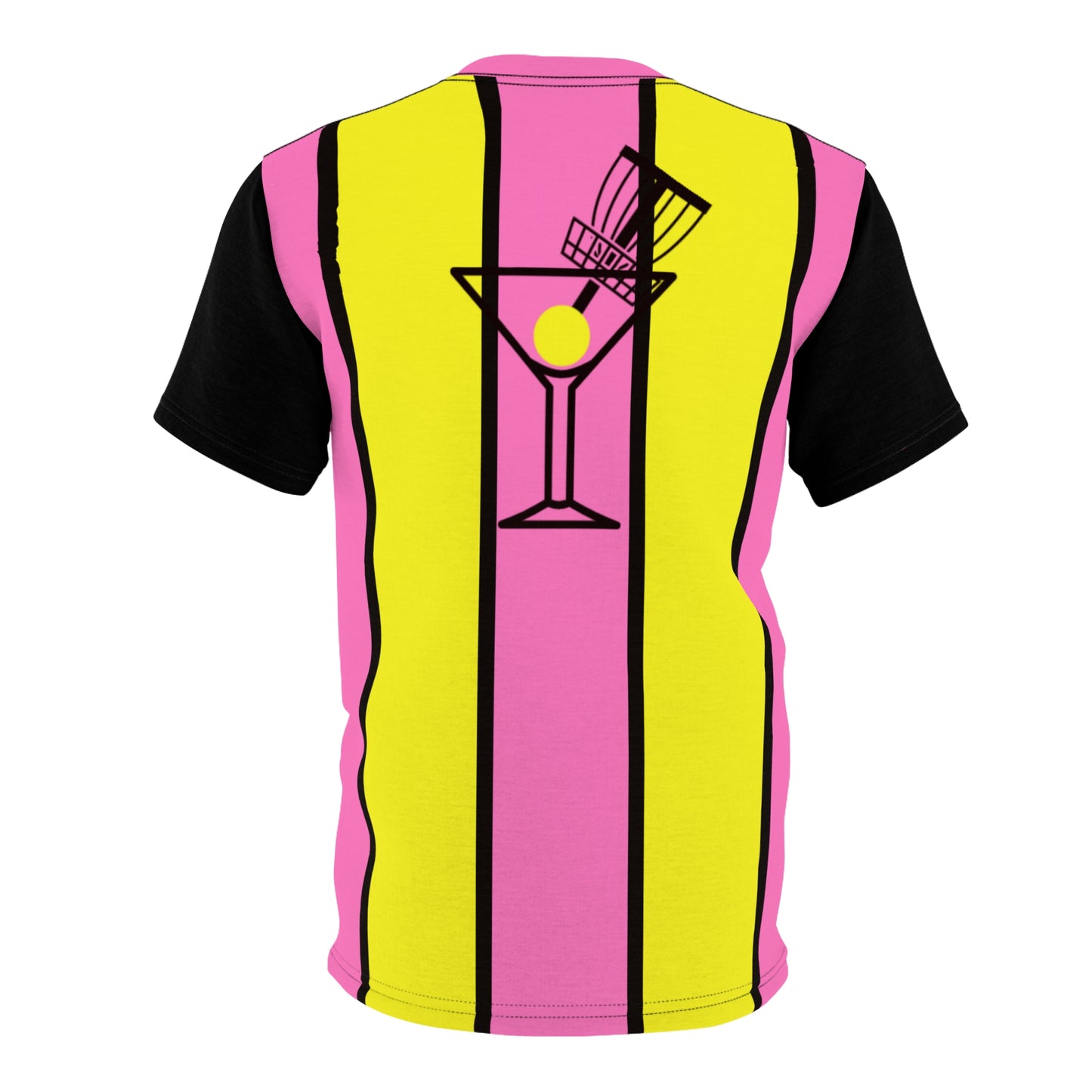 Pink Retro Martini Disc Golf Drink (Back Print) Unisex Cut & Sew Tee (AOP)