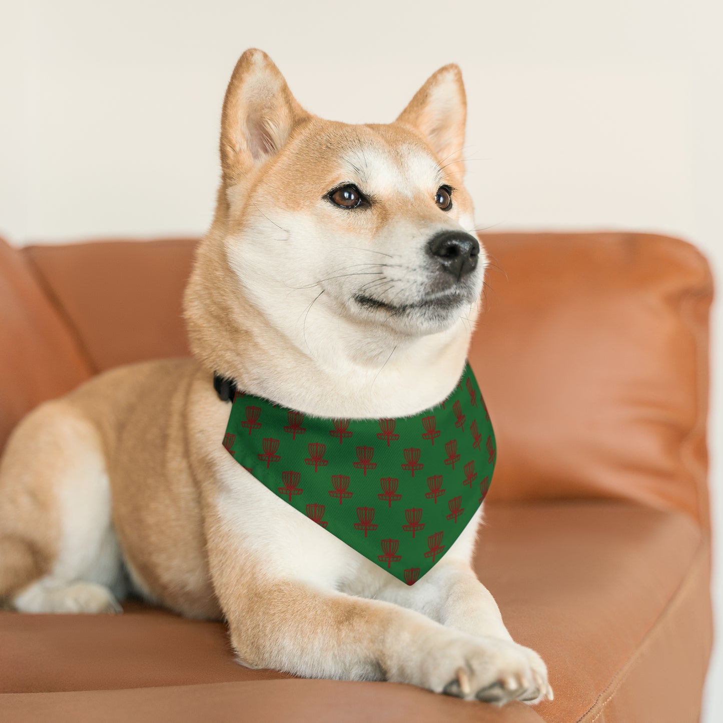 Pet Bandana Collar- Red on Green