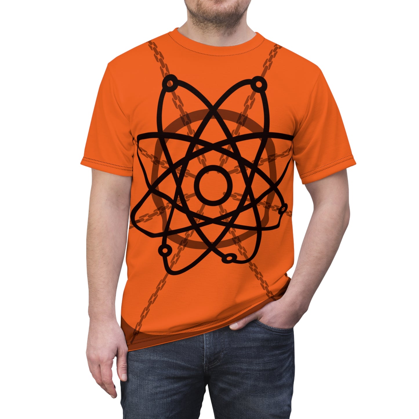 Atom Basket Orange Unisex Cut & Sew Tee (AOP)