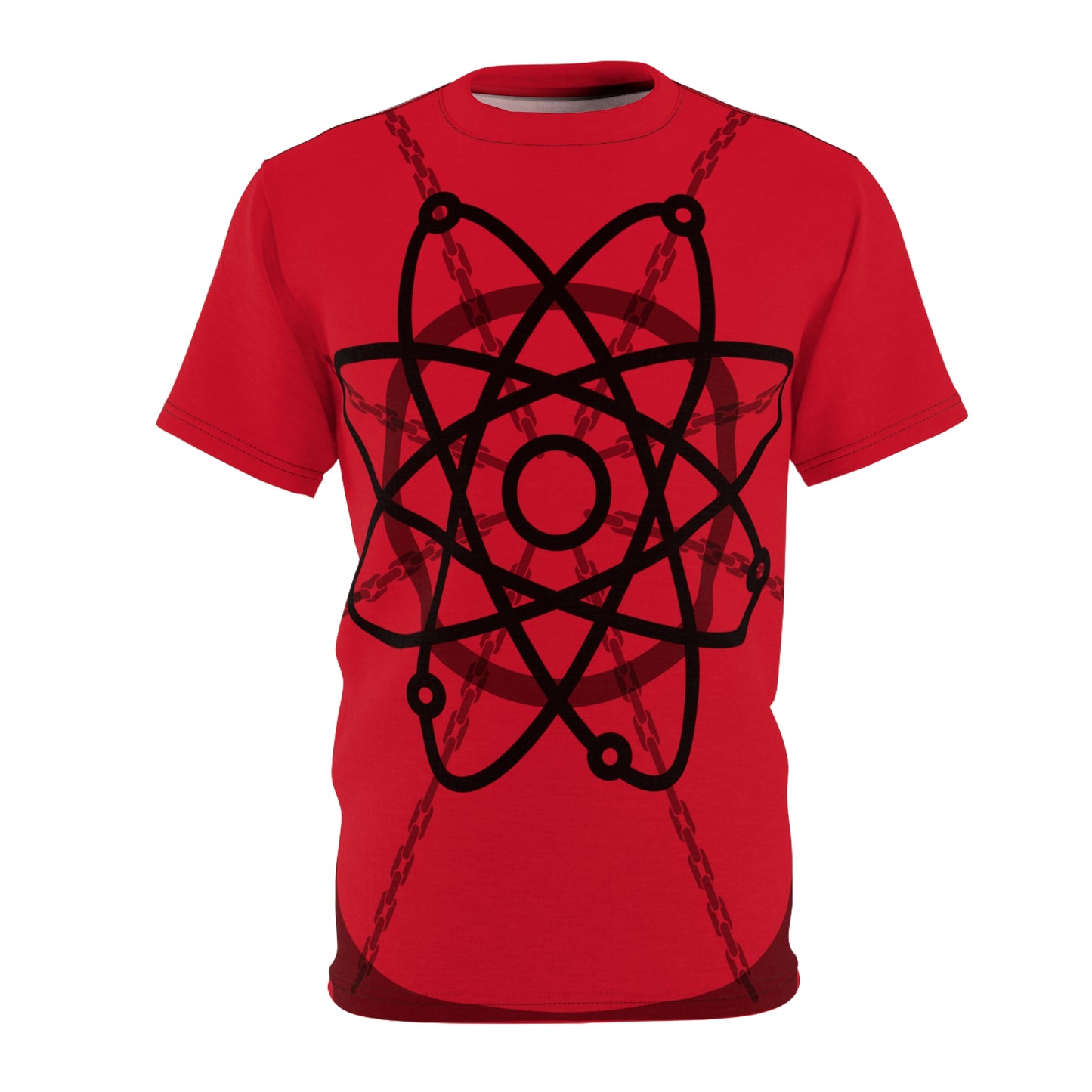 Atom Basket Dark Red Unisex Cut & Sew Tee (AOP)