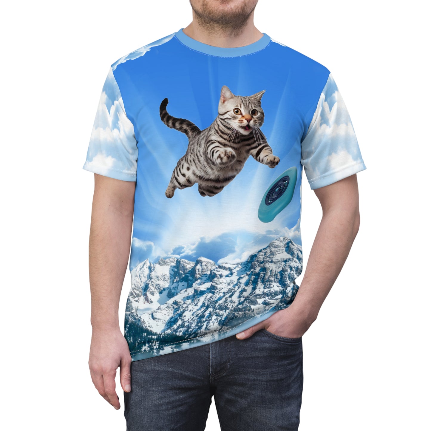 Disc and Giant Kitten Unisex Cut & Sew Tee (AOP)