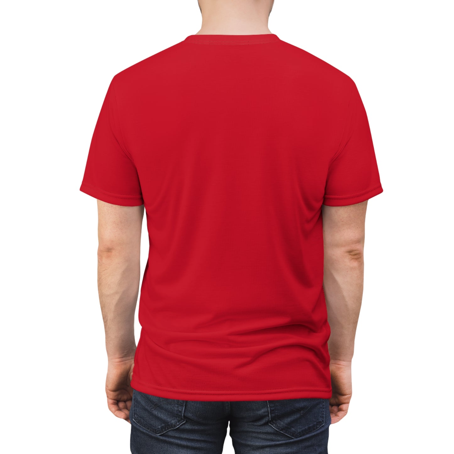 Atom Basket Dark Red Unisex Cut & Sew Tee (AOP)