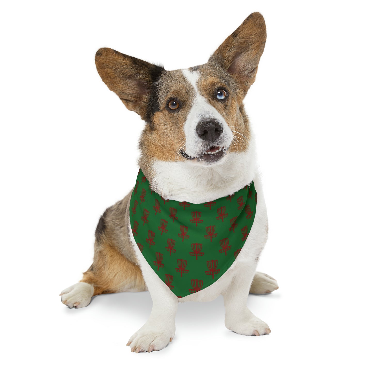 Pet Bandana Collar- Red on Green