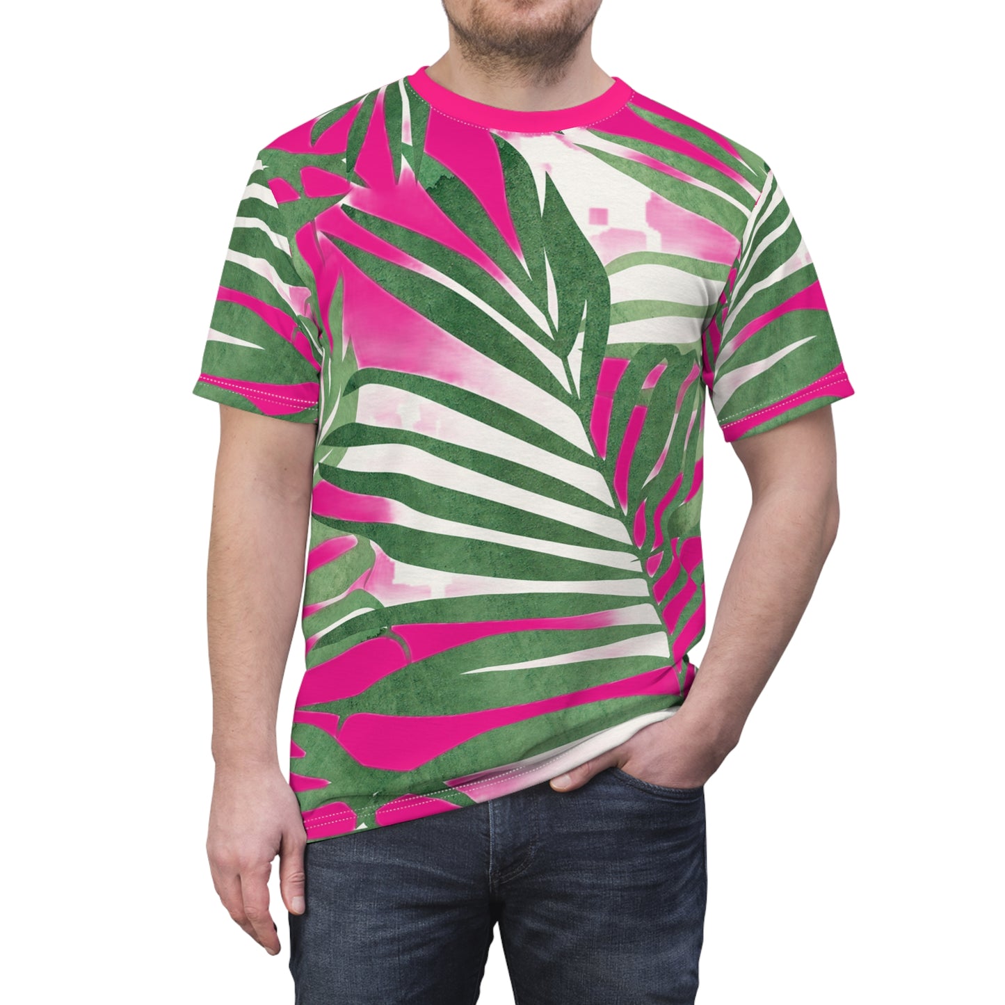 Pink Palm Unisex Cut & Sew Tee (AOP)