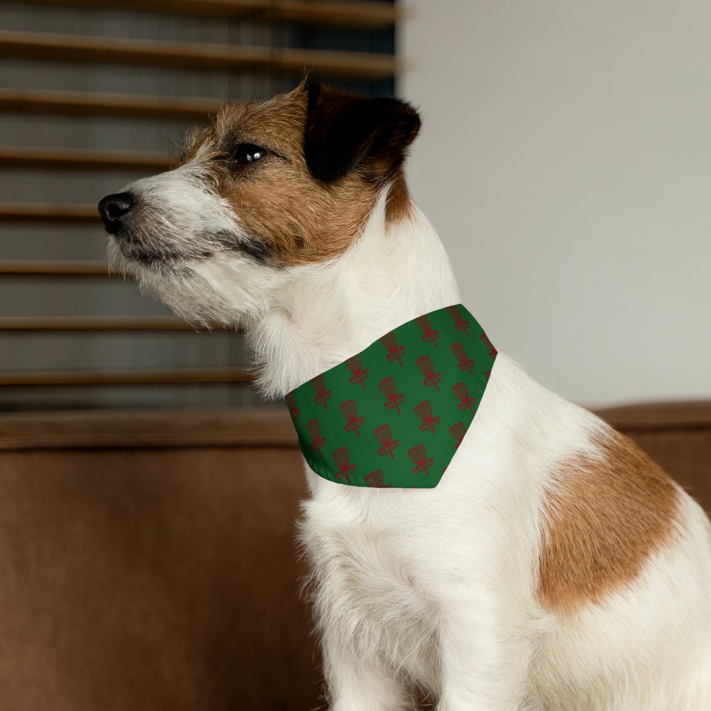 Pet Bandana Collar- Red on Green