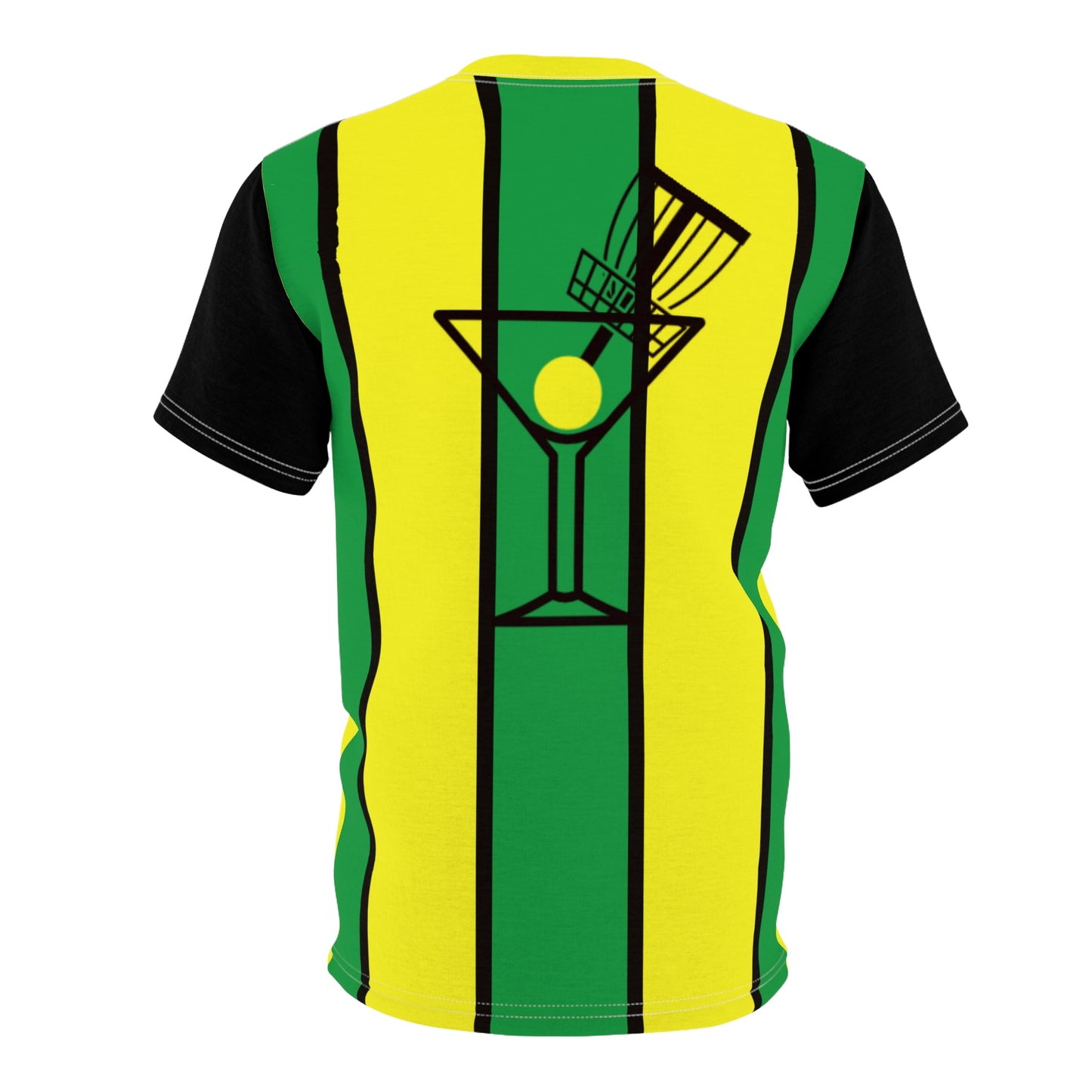 Green Retro Martini Disc Golf Drink (back print) Unisex Cut & Sew Tee (AOP)